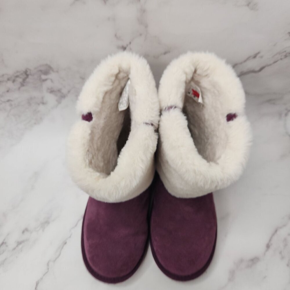 UGG Koolaburra Girls Aubrie Short Purple Boots Faux Fur Lining Youth 2 - Picture 2 of 9